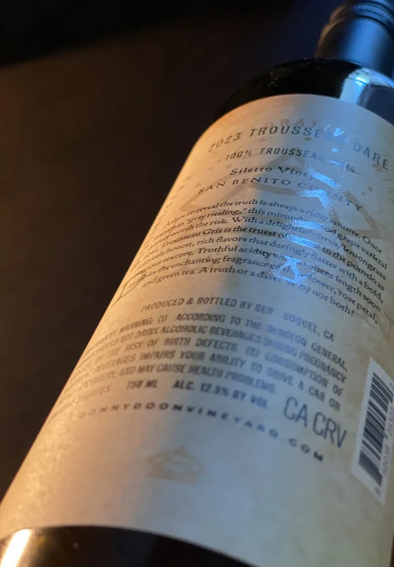 Bonny Doon Trousseau Dare Wine Label